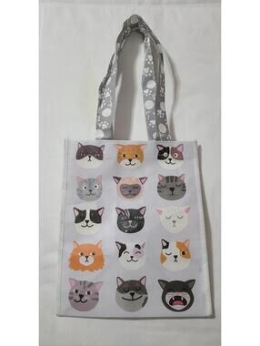 Cat Cartoon Gift Bag Small Light Gray Mixed Facial Expressive Animals Pouch ECU